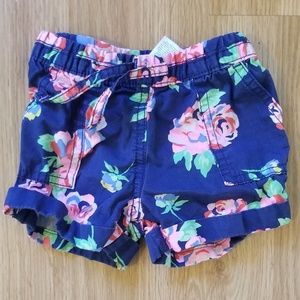 Girls floral flowers blue shorts